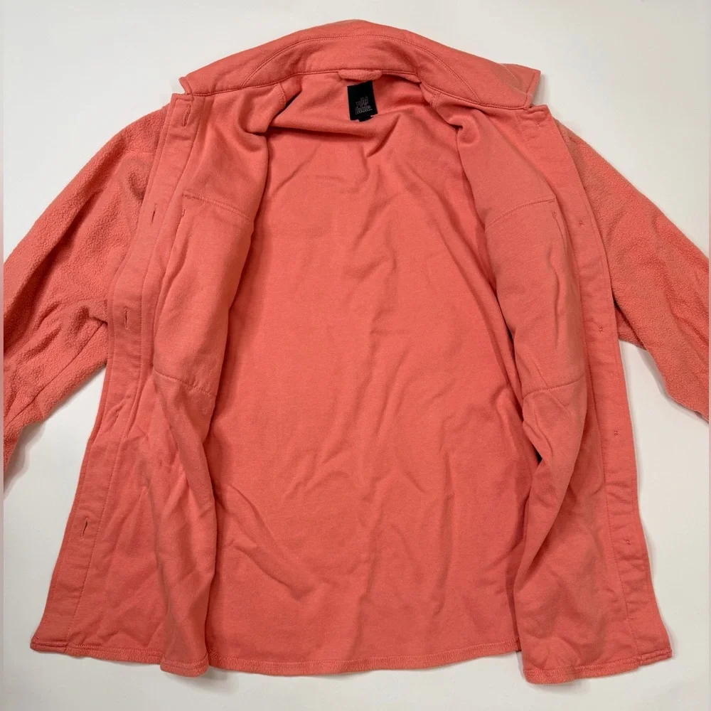 Pink Shacket Brushed Oversized Long Sleeve Button Down Shirt Jacket Fleece Plaid - Picture 8 of 17